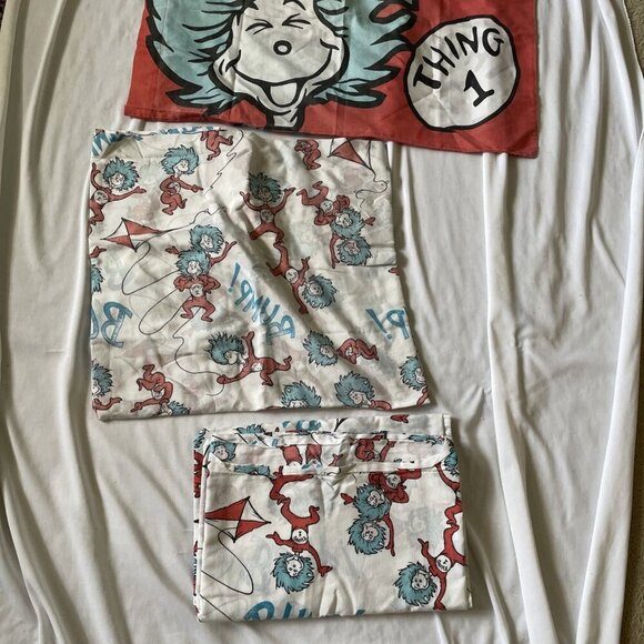 Dr. Seuss Thing 1 & Thing 2 Pillowcases & Sheets Set Twin Cotton Kids - Picture 1 of 8
